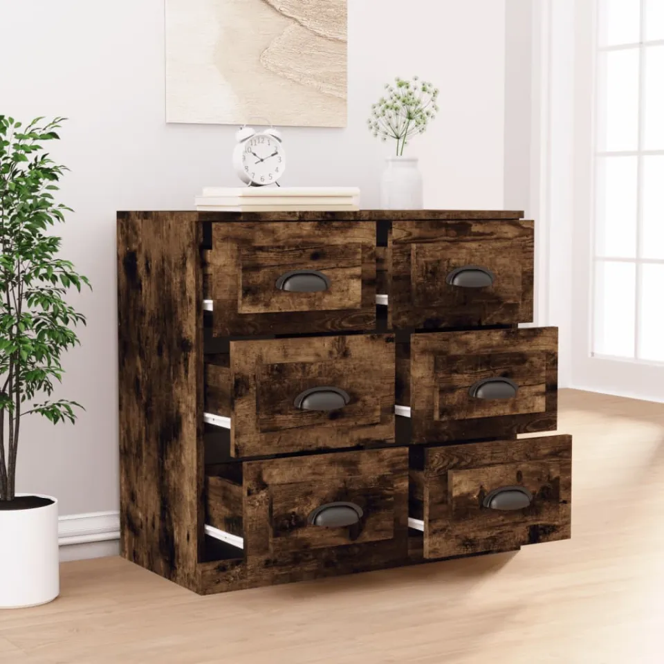 vidaXL Dressoir 70x35,5x67,5 cm bewerkt hout gerookt eikenkleurig, foto 3