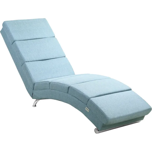 Casaria Relaxfauteuil London - Ligstoel Lounge Verchroomd - Licht Blauw lichtblauw