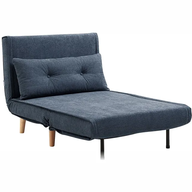 Vente-unique Uitklapbare fauteuil in blauwe stof VALERIO