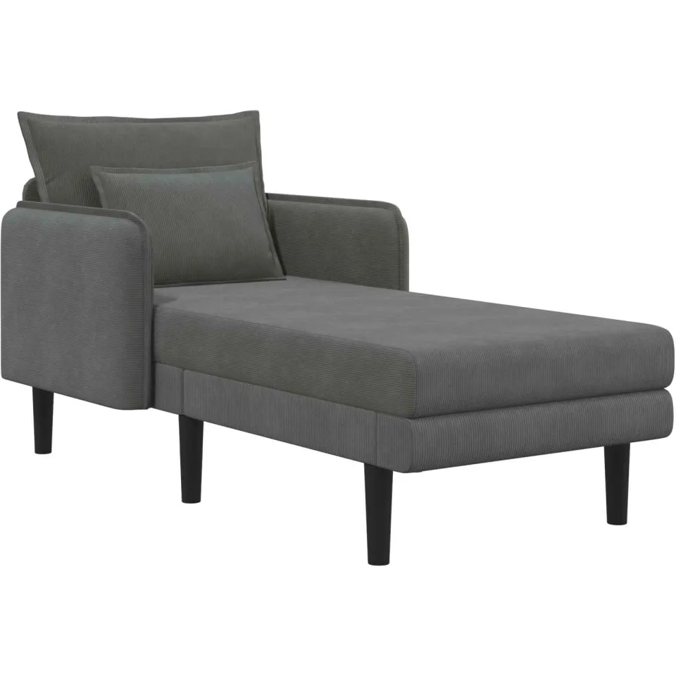 vidaXL Grote chaise longue Donkergrijs Katoenen stof, foto 3