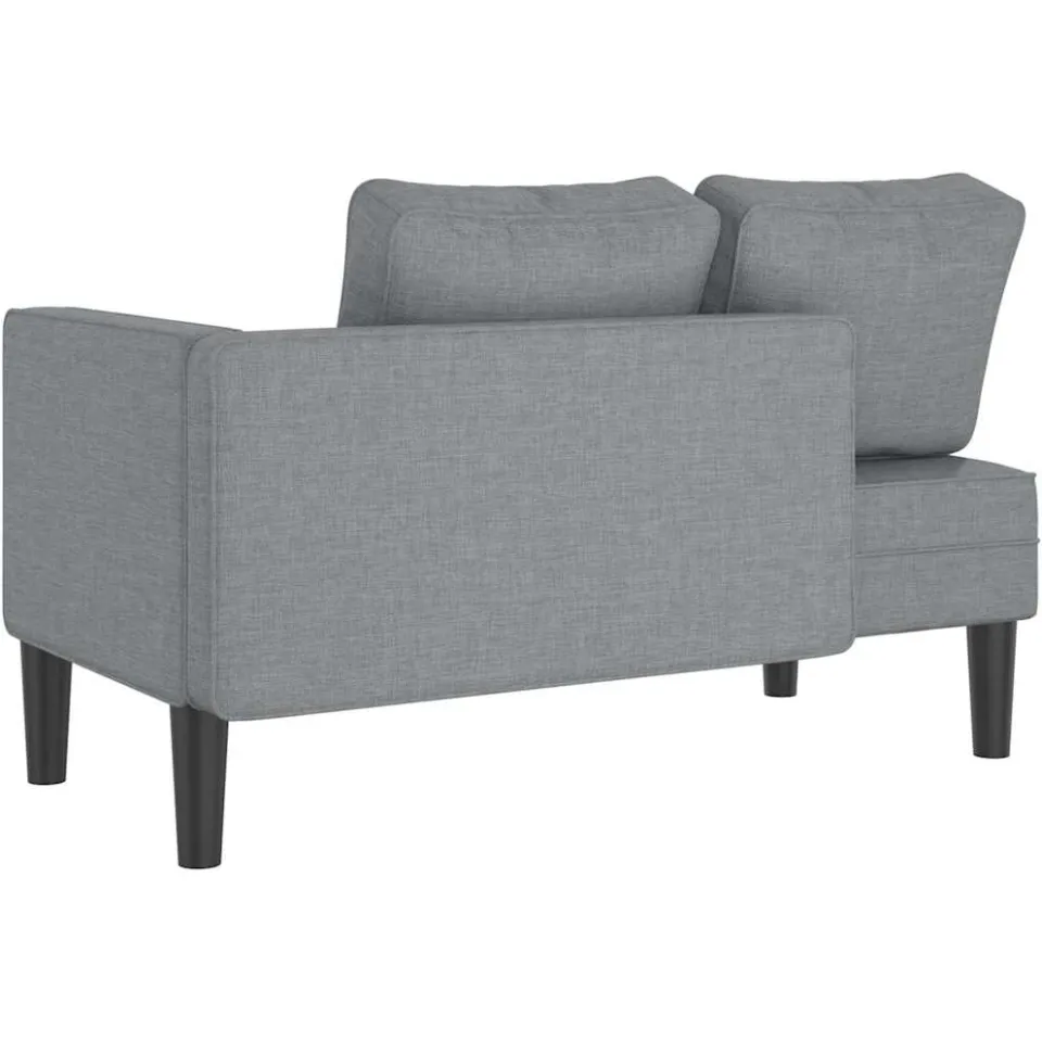 vidaXL Chaise longue met kussens stof lichtgrijs grijs, foto 4