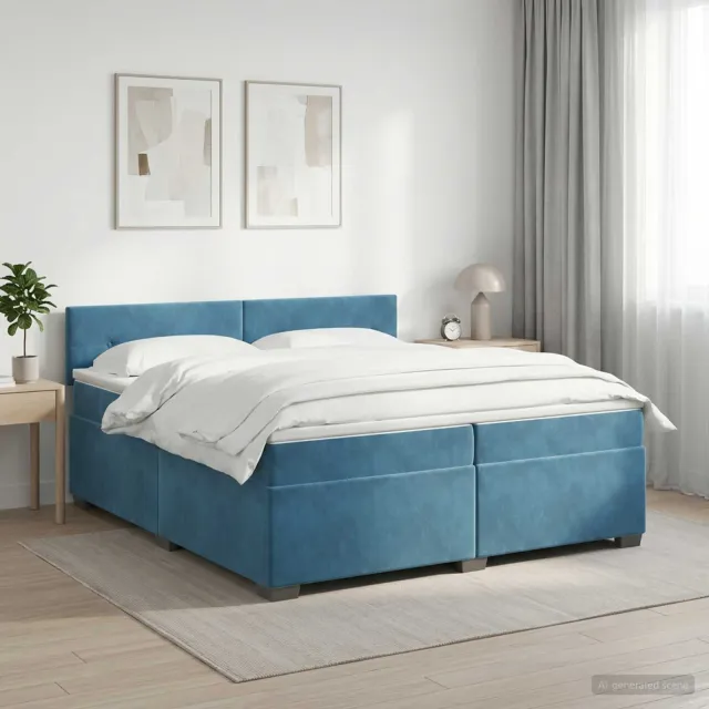 vidaXL Boxspringbed met matras Donkerblauw 200 x 200 cm Fluweel