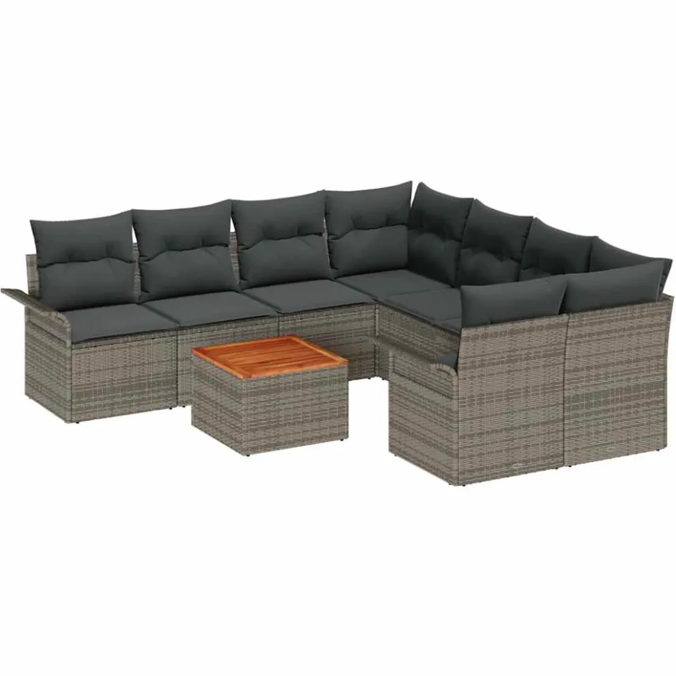 vidaXL Tuinbankenset 9 st Grijs poly rattan