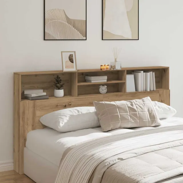 vidaXL Hoofdbordkast 200x19x103,5 cm bewerkt hout artisanaal eiken Bruin