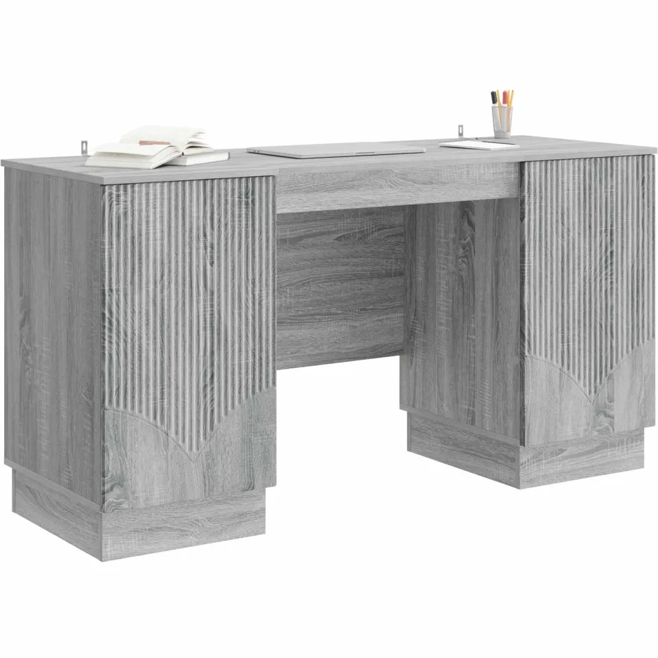 vidaXL Bureau Grijs sonoma 142,5 x 50 x 75 cm Bewerkt hout