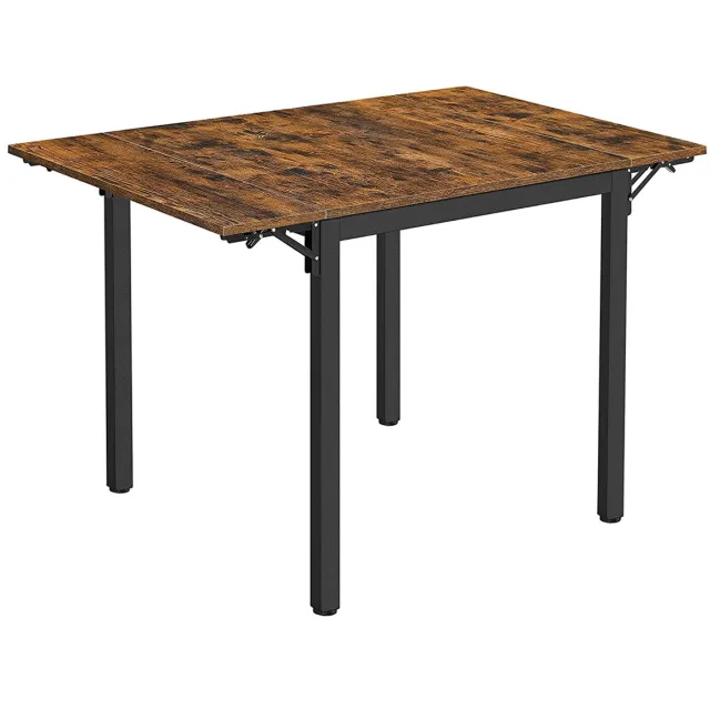 Conway Living Opklapbare Eettafel - Inklapbare Keukentafel voor 2 tot 4 Personen - Voor Kleine Ruimtes - Hout & Staal - 120/84,5 x 78 cm - Vintage Bruin / Zwart