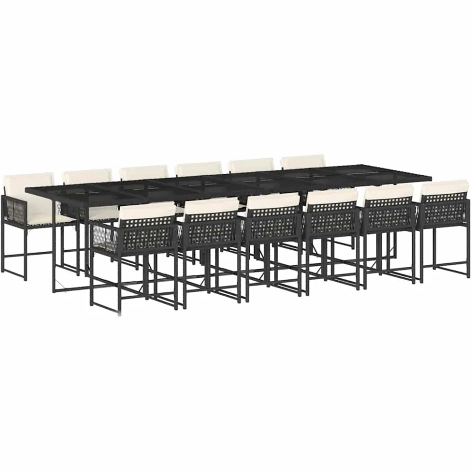 vidaXL 13-delige Tuinset met kussens poly rattan zwart, foto 3