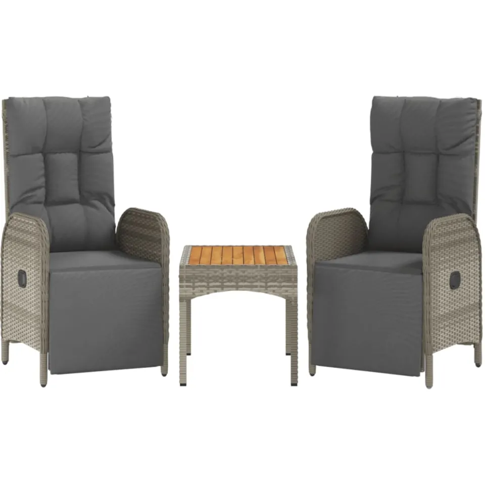 vidaXL 4-delige Tuinset met kussens poly rattan grijs, foto 3