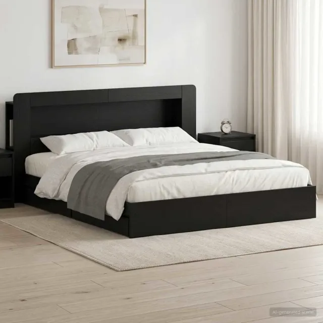 vidaXL Bedframe met opslag met lade Zwart 200 x 200 cm Bewerkt hout