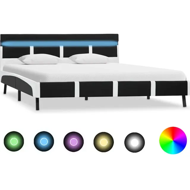 vidaXL Bedframe met LED kunstleer zwart 140x200 cm