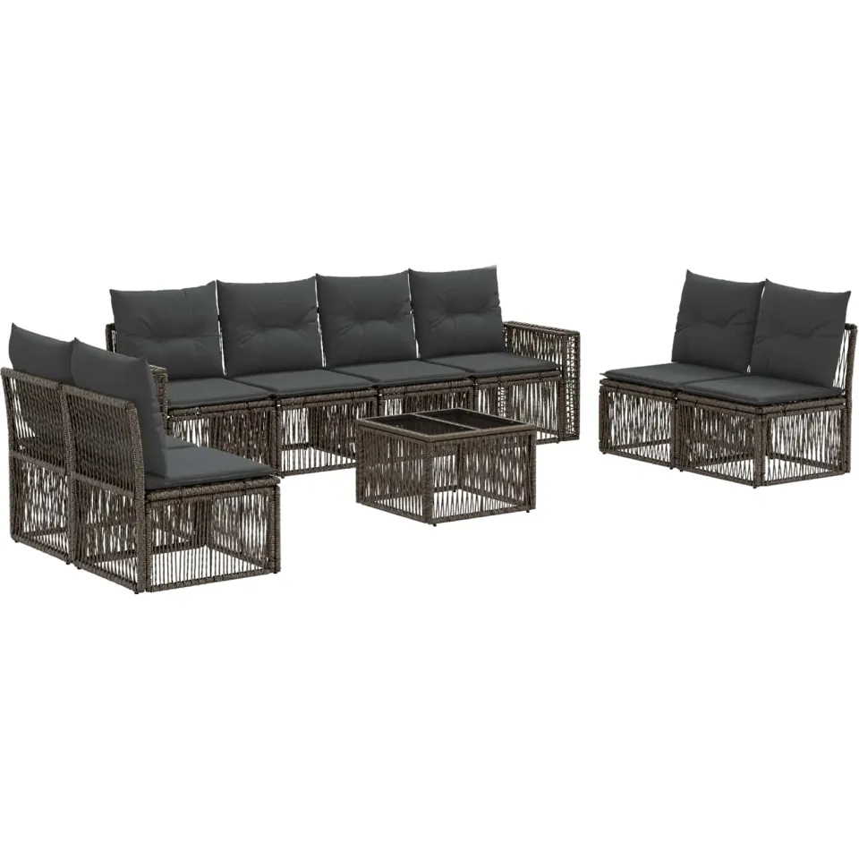 vidaXL Tuinbankenset 9 st 8-zits Grijs en Donkergrijs poly rattan, foto 3