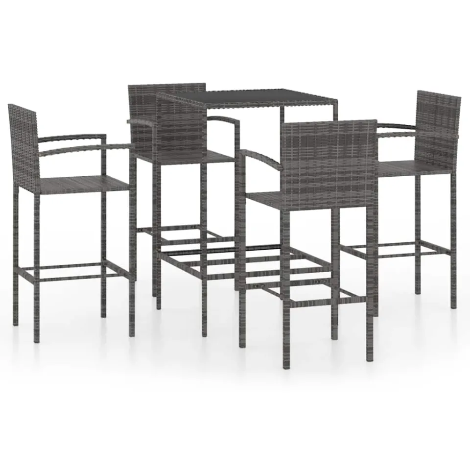 vidaXL 5-delige Tuinbarset poly rattan grijs