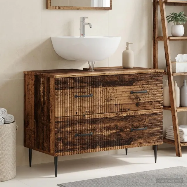 vidaXL Badkamer wastafelkast HAARLEM Oud hout 82 x 41 x 58,5 cm bruin, foto 2