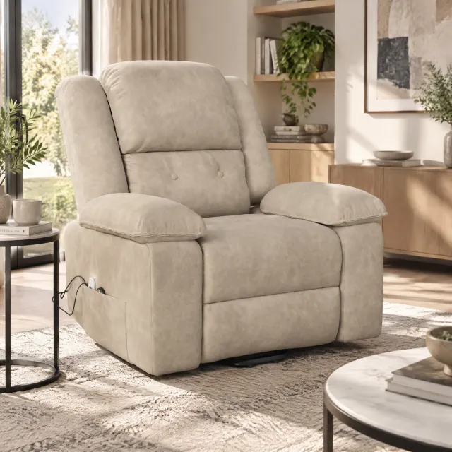 Yelenaro Elektrische Massagestoel - Relaxfauteuil Eenpersoons - 8 vibratiepunten en Verwarming - Armleuning en Voetsteun - Opbergzak - 102x93x106cm - Bruin