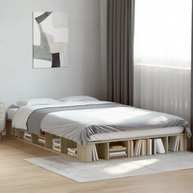 vidaXL Bedframe bewerkt hout sonoma eikenkleurig 120x200 cm