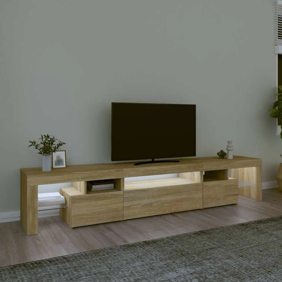 vidaXL Tv-meubel met LED-verlichting 215x36,5x40cm sonoma eikenkleurig, foto 4