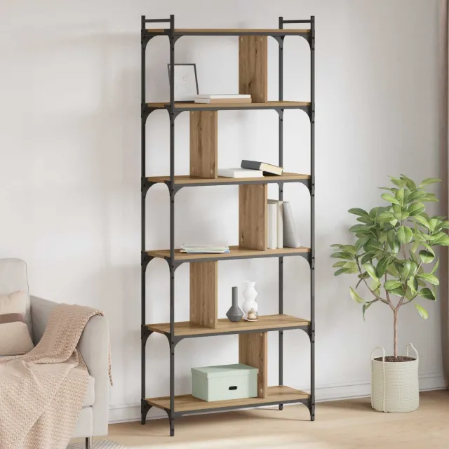 vidaXL Boekenkast 5-laags 76 x 32 x 192 cm Bewerkt hout Oud hout bruin, foto 2