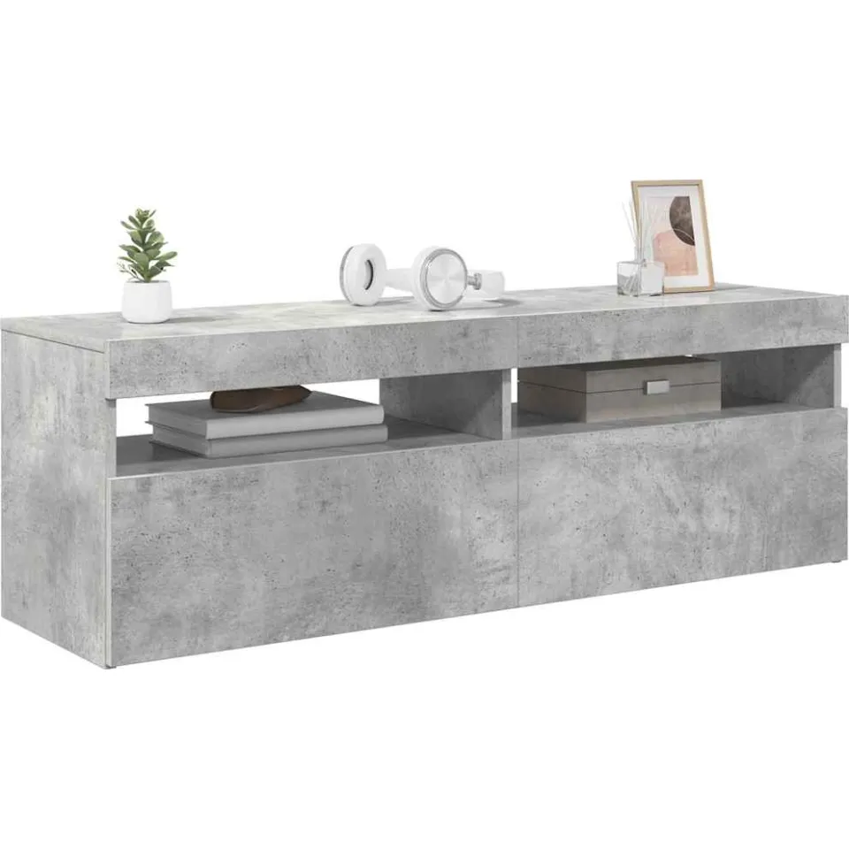 vidaXL Tv-meubel met LED-verlichting 120x35x40 cm betongrijs