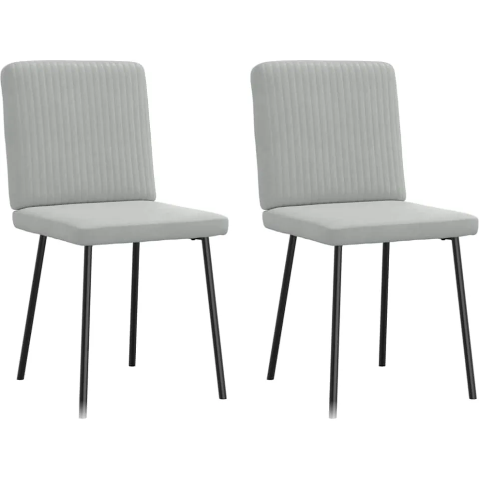 vidaXL Eetkamerstoelen 2 st fluweel lichtgrijs grijs, foto 3