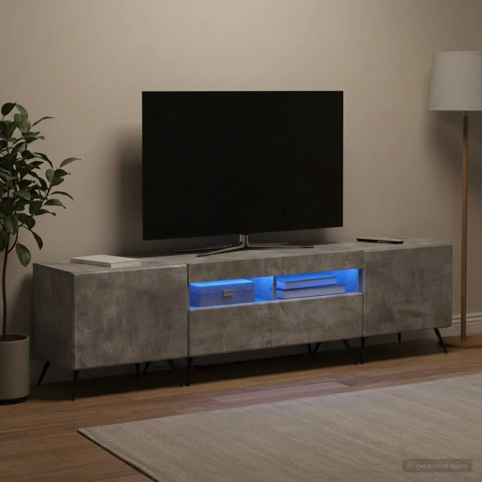 vidaXL LED tv-meubel BREDA 3 st Betongrijs Bewerkt hout grijs, foto 3