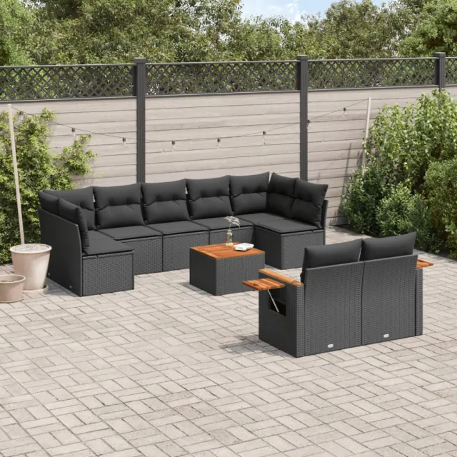 vidaXL Patio Sofa Set 10-zits Black, foto 2