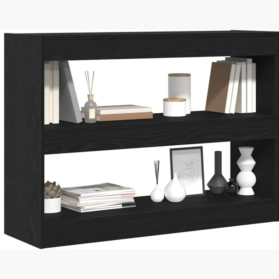 vidaXL Boekenkast 2-laags 100 x 30 x 72 cm Bewerkt hout Zwart Eiken, foto 3