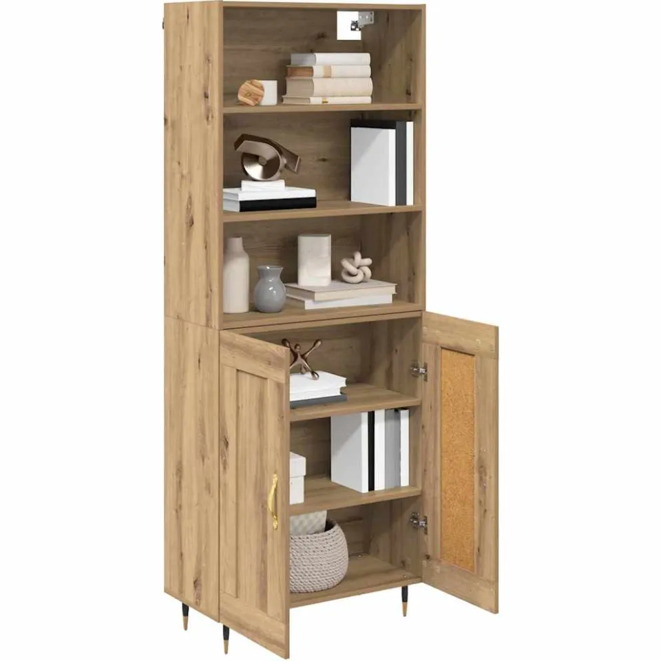 vidaXL Hoge kast Artisan Eiken 69,5 x 34 x 180 cm Bewerkt hout Bruin