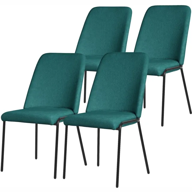 ml-design benzine eetkamerstoelen set van 4 gestoffeerde keukenstoelen comfortabel ergonomisch zachte polyester zitting hoge rugleuning metalen poot modern scandinavisch luxe design woonkamer eethoek keuken stoelen elegant minimalistisch Petrol