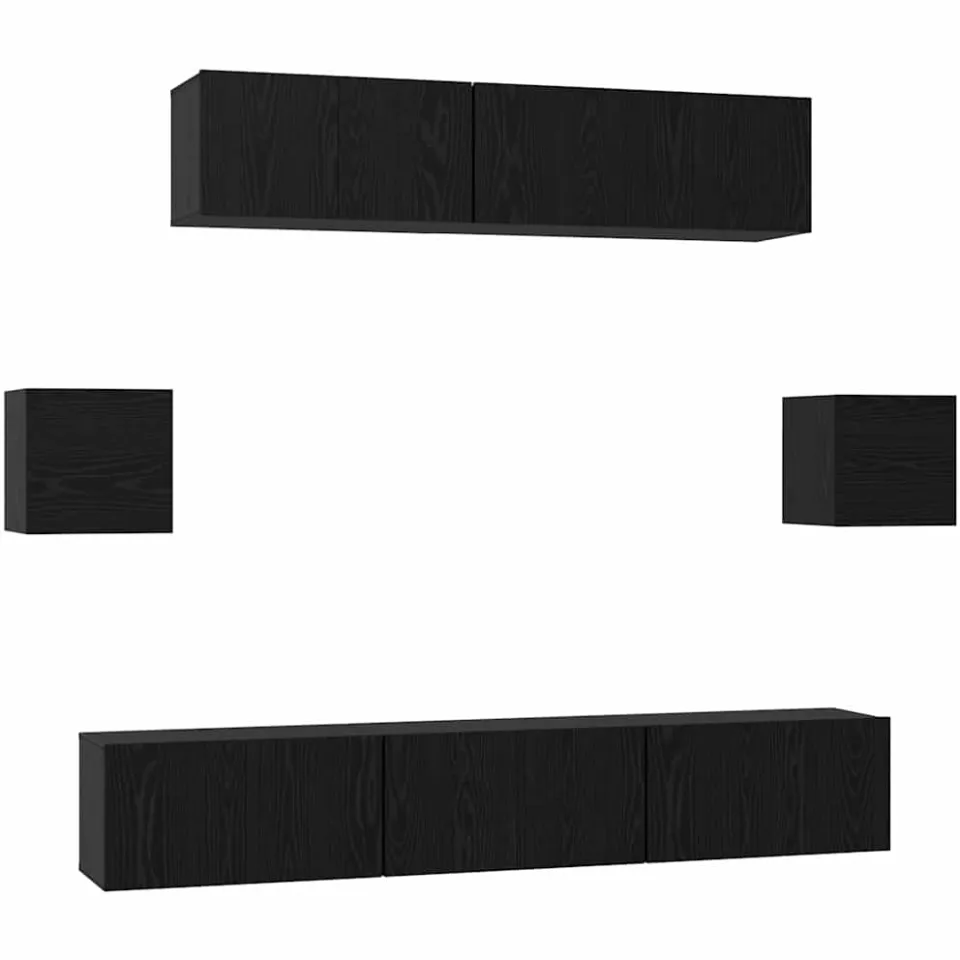 vidaXL Tv-meubelset 7 st 80 x 30 x 30 cm Zwart Eiken, foto 3