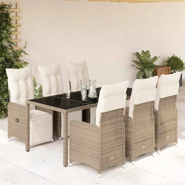 vidaXL 7-delige Bistroset met kussens poly rattan bruin, foto 2