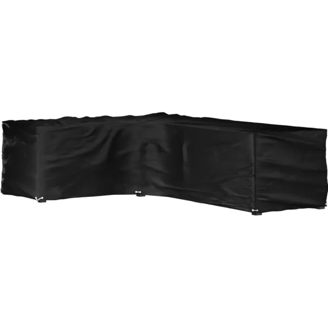 vidaXL Tuinmeubelhoezen met 16 oogjes L-vormig 210x260x80 cm Zwart