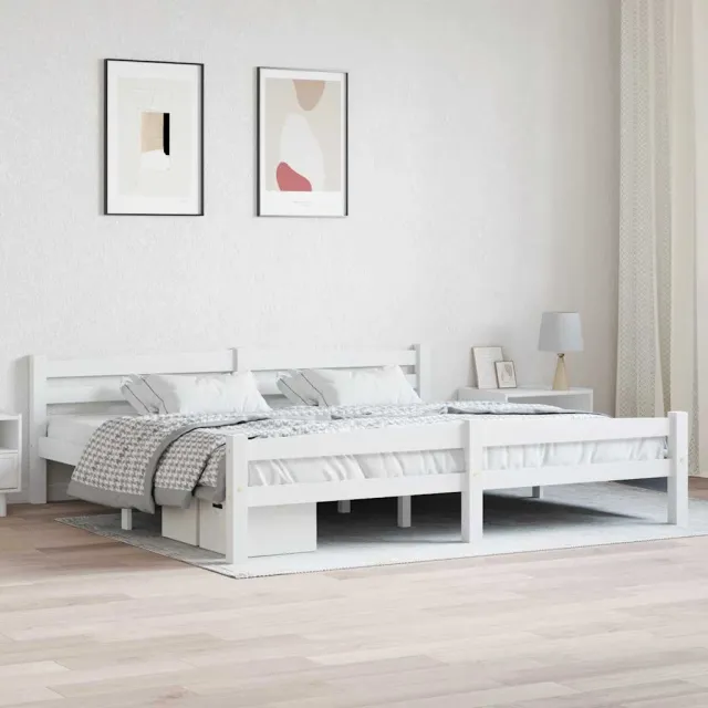 vidaXL Bedframe massief grenenhout wit 200x200 cm