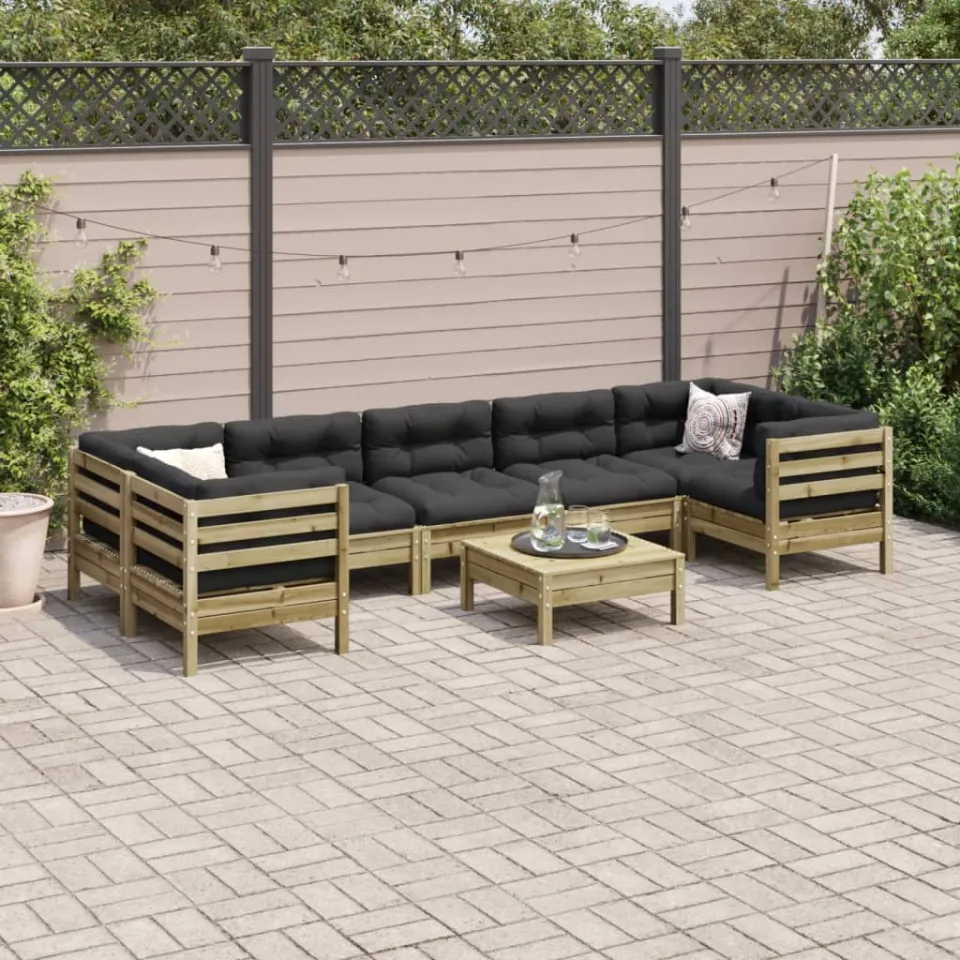 vidaXL 8-delige Loungeset met kussens geïmpregneerd grenenhout bruin, foto 2