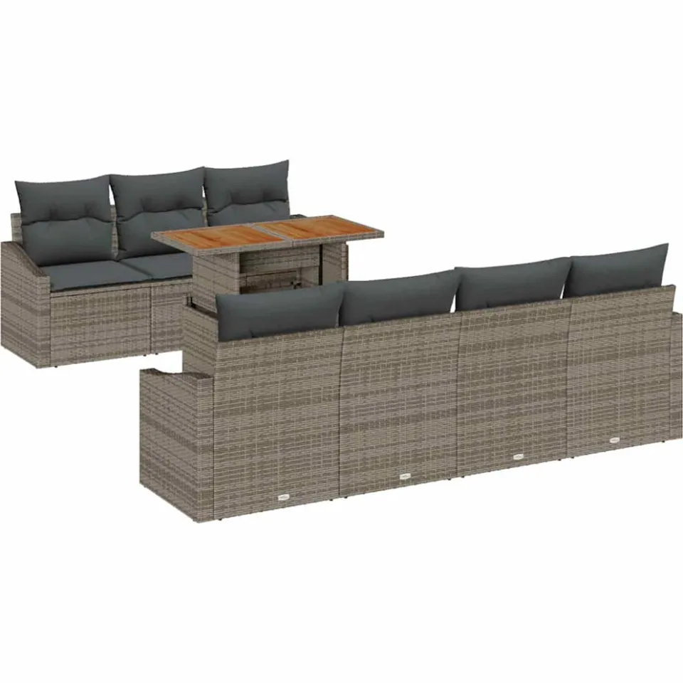 vidaXL Tuin Sofa Set 8 st Grijs Poly riet