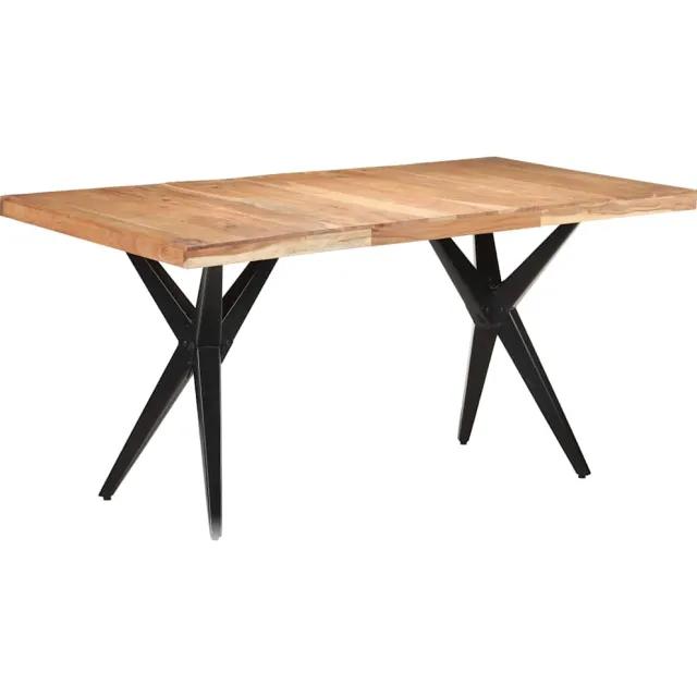 vidaXL Eettafel 160x80x76 cm massief acaciahout Zwart