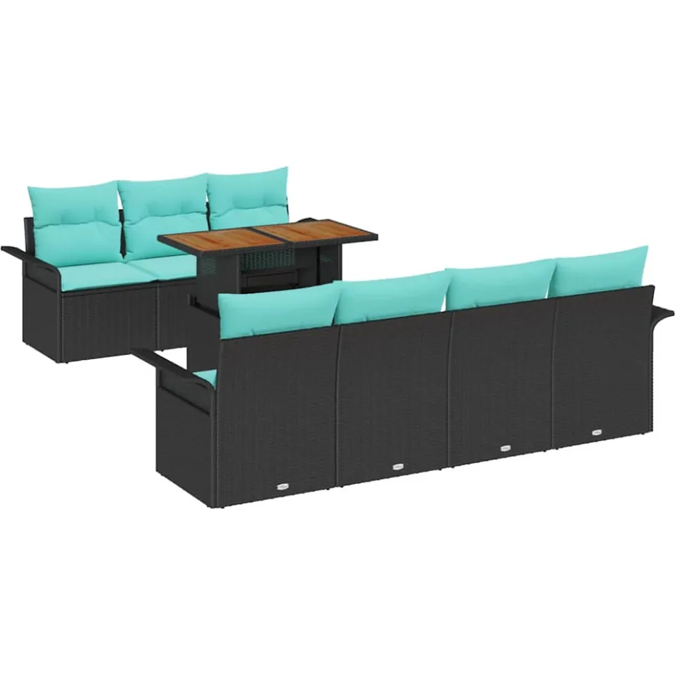 vidaXL Tuin Sofa Set 8 st Zwart Poly riet