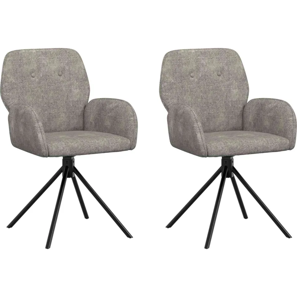 vidaXL Draai Eetstoelen 2 st Nep Suede Leer Lichtgrijs 54 x 55 x 86 cm, foto 3