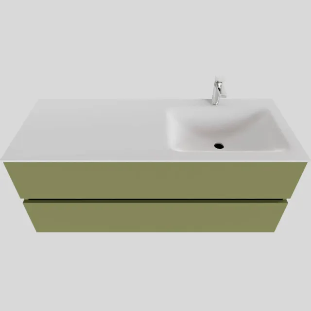 Boss & Wessing Badkamermeubel Solid Surface BWS Oslo 120x46 cm Rechts Mat Groen (met 1 kraangat)