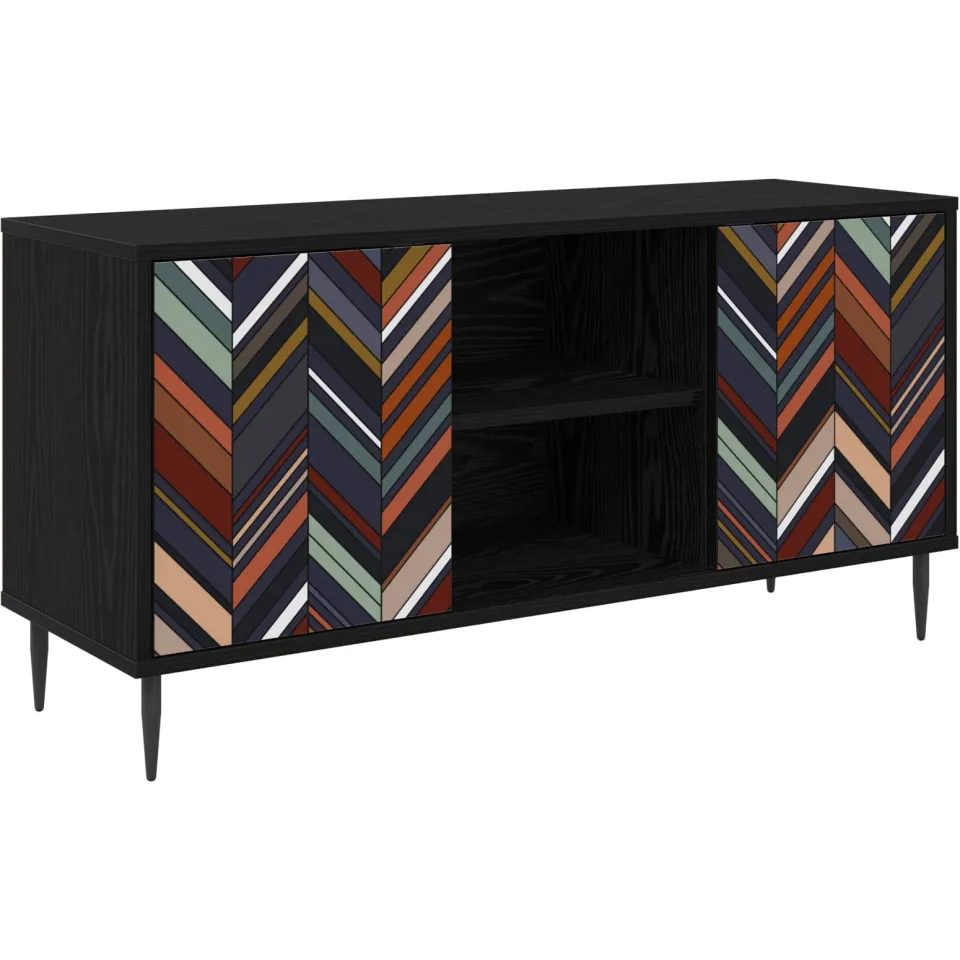 vidaXL Tv-meubel OMMEN 102 x 33 x 51 cm Zwart eiken Bewerkt hout, foto 3