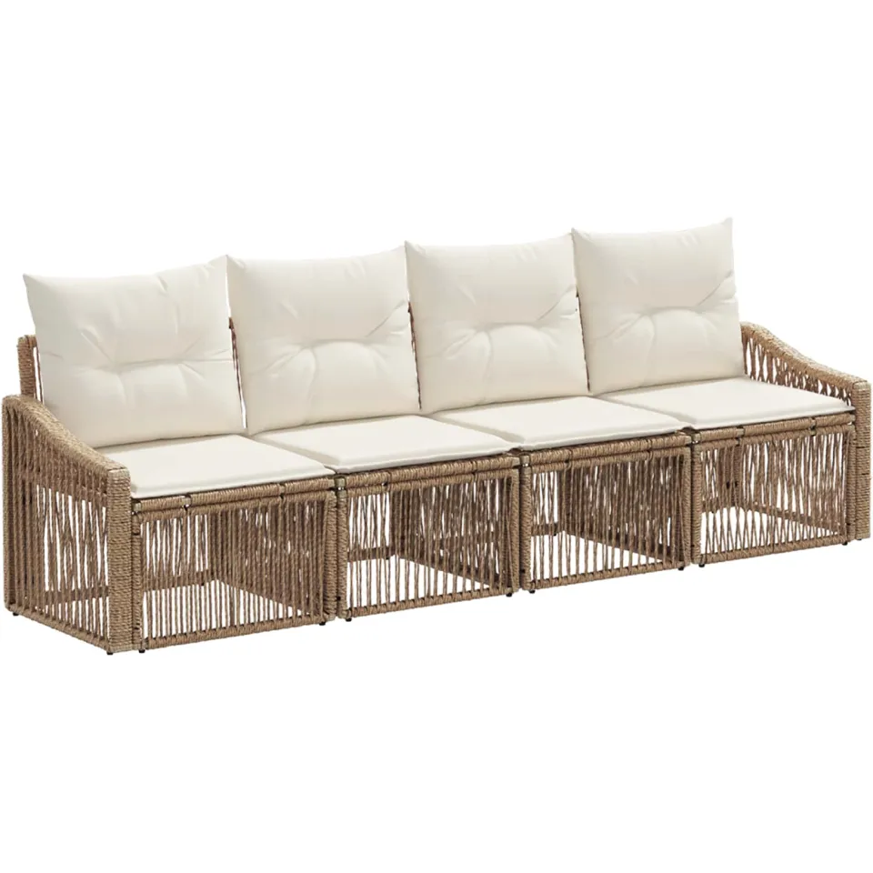 vidaXL Tuinbankenset 4 st 4-zits Beige poly rattan, foto 3
