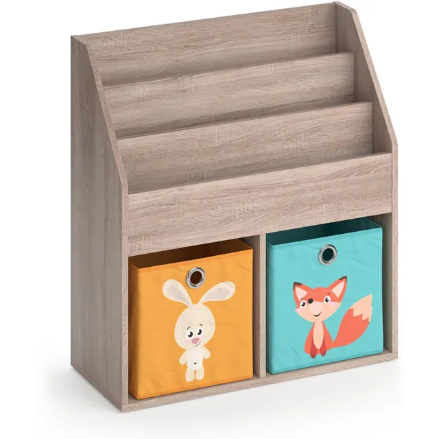 Vicco Luigi Kinderboekenkast – 72 x 79 cm met 2 vouwboxen opt.1 Sonoma