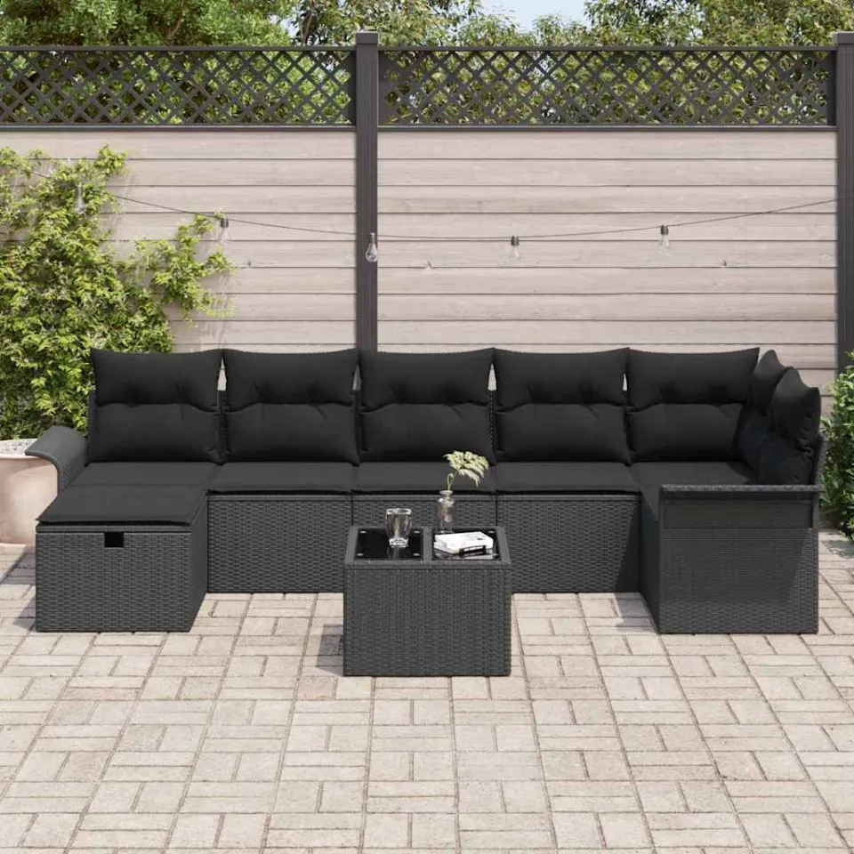 vidaXL Tuin Sofa Set 8 st Poly riet bruin, foto 2