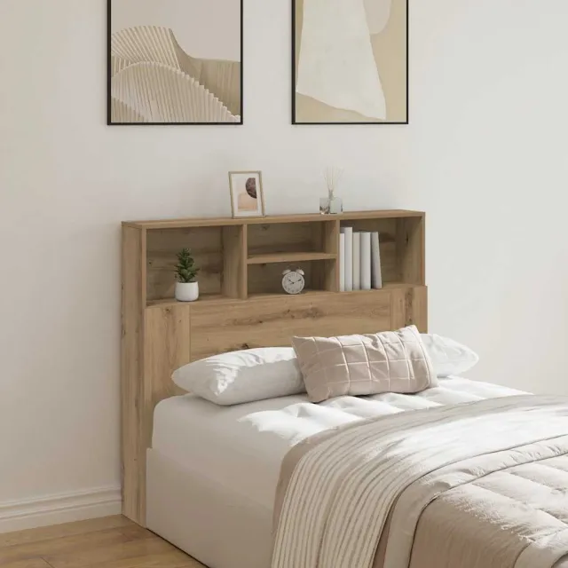 vidaXL Hoofdbordkast 120x19x103,5 cm bewerkt hout artisanaal eiken Bruin