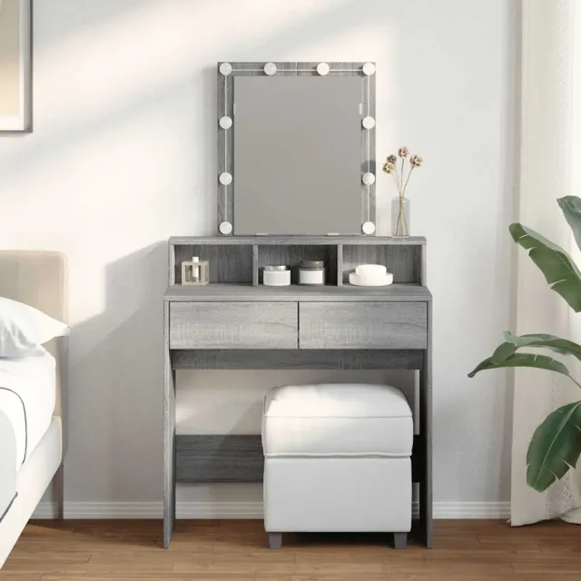 vidaXL Kaptafel met LED 80x41x144,5 cm grijs sonoma eikenkleurig