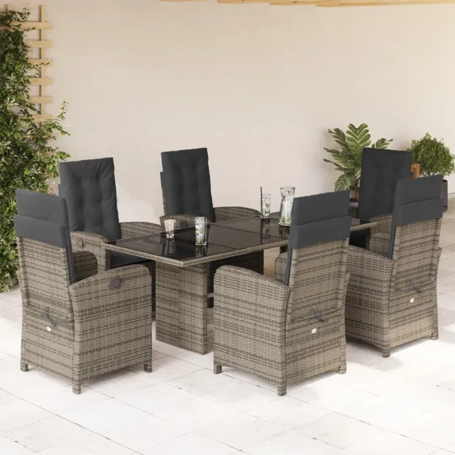 vidaXL 7-delige Tuinset met kussens poly rattan grijs, foto 2