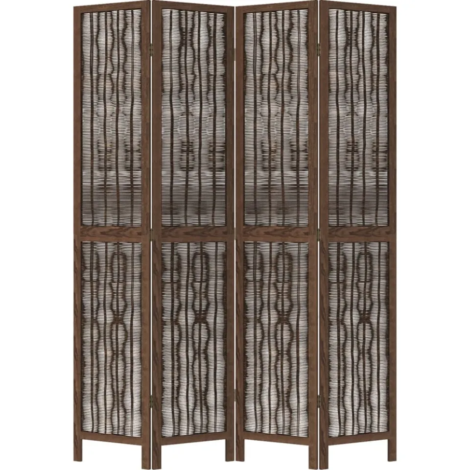 vidaXL Kamerscherm met 4 panelen massief paulowniahout donkerbruin bruin, foto 4