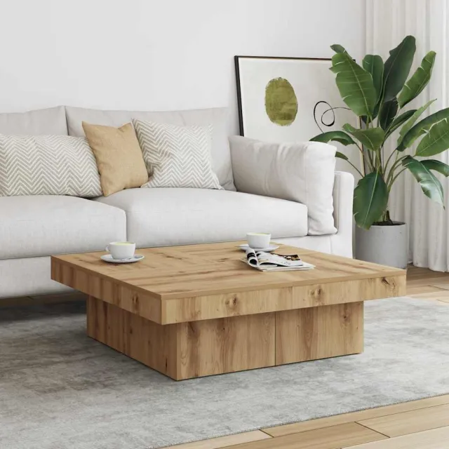 vidaXL Salontafel 90x90x28 cm bewerkt hout artisanaal eikenkleur, foto 2