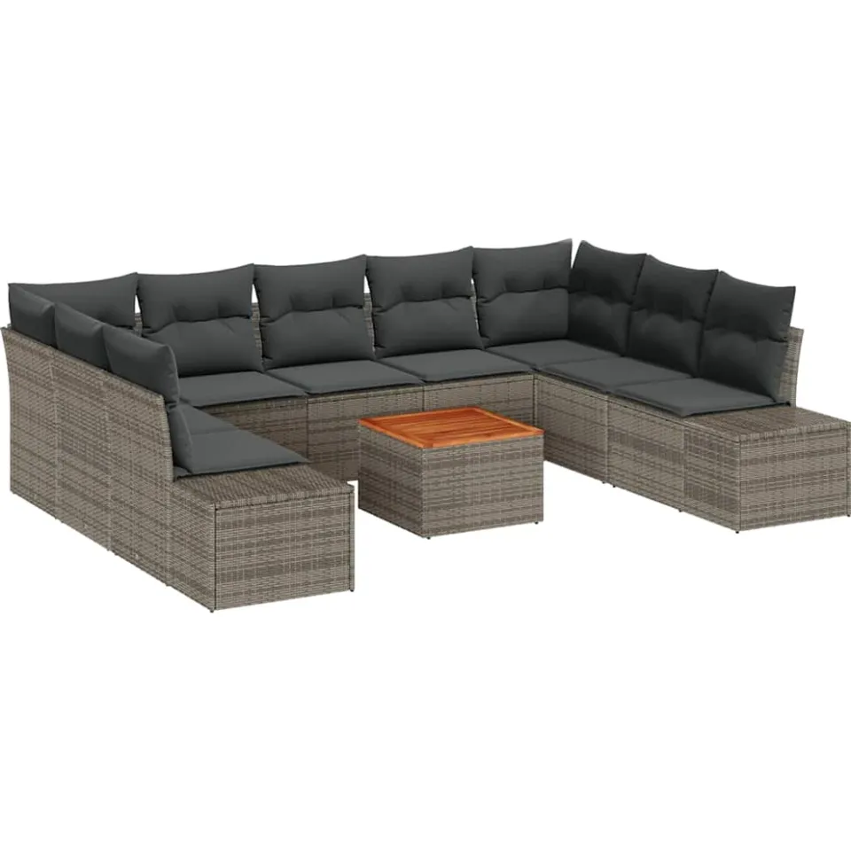 vidaXL Tuin Sofa Set 10 st Grijs