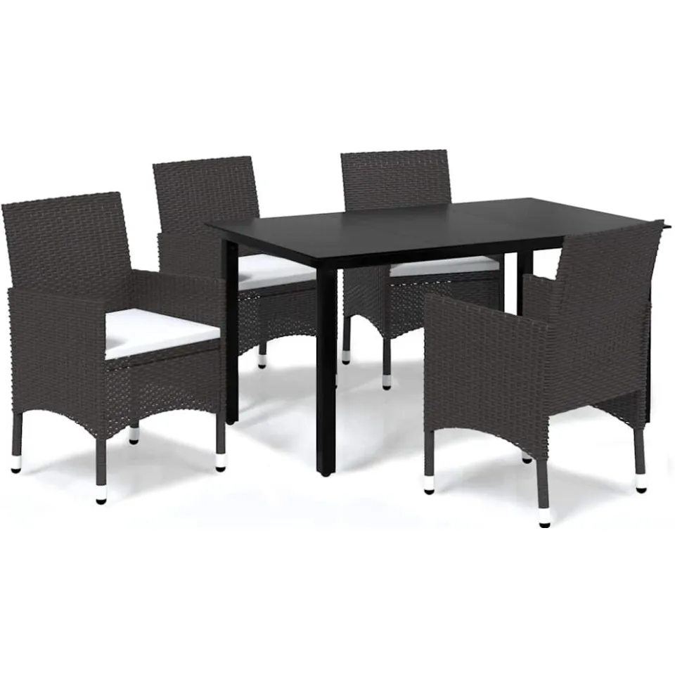vidaXL 5-delige Tuinset met kussens poly rattan bruin, foto 3