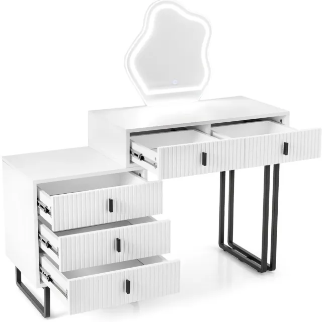 GranMaison Kaptafel met spiegel - Make up tafel - Make up - Toilettafel - Met lades -Wit + Zwart